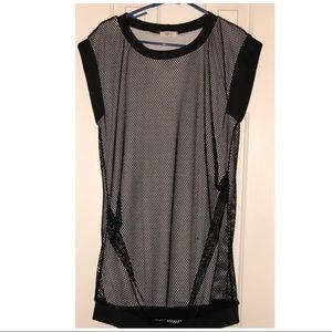 Stylish black net dress with white slit underneath